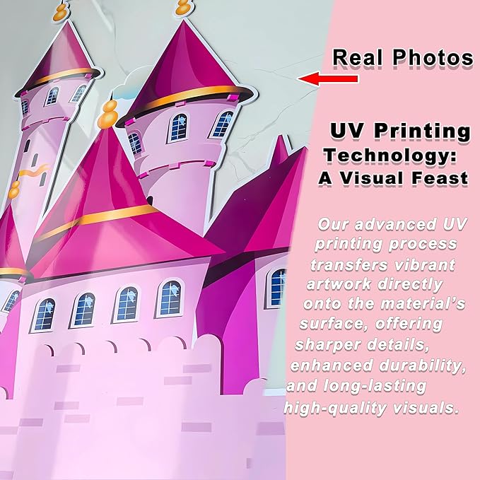 3D Castle Wall Stickers for Girls Room Decor Wall Decals Peel and Stick for Girls Bedroom Large Pink Princess Pictures Kids Murals Wallpaper Art Inspirational Decor for Nursery Toddler