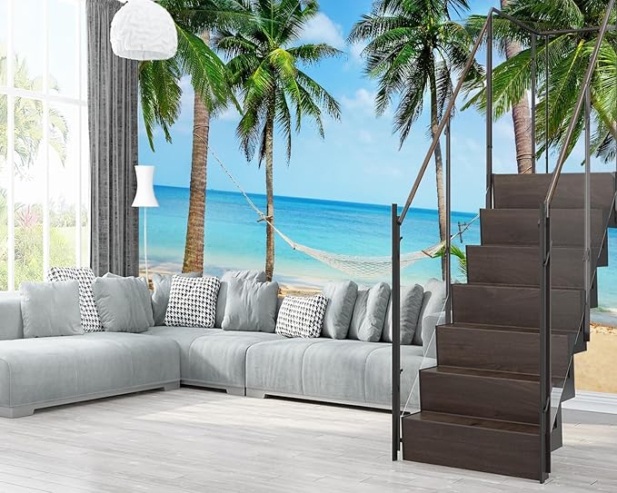 XMPMBM-Beach Palms Landscaping Fabric Wallpaper Tree Leaf Living Room Bedroom Bathroom Wall Mural-W 154" X H 105"（112 Square Foot）