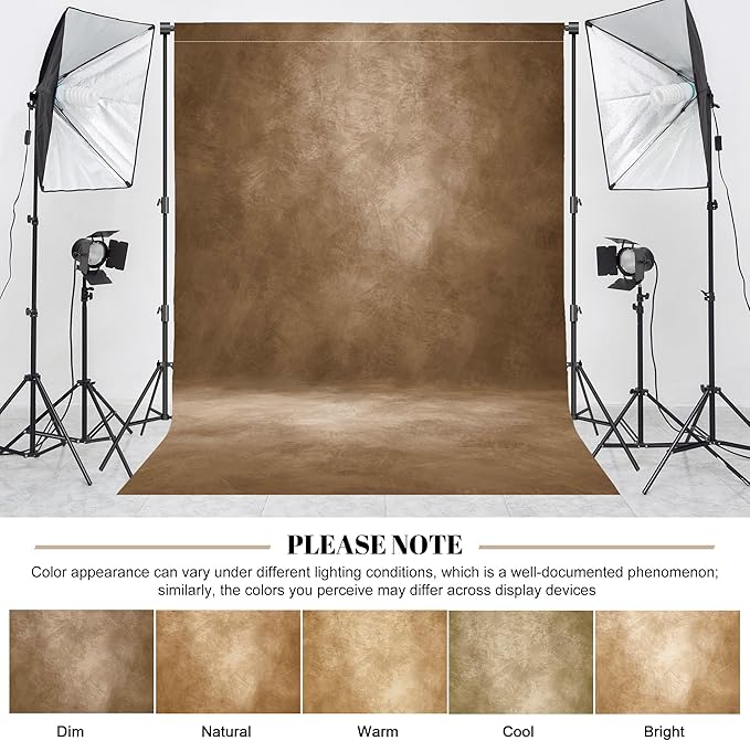 Abstract Professional Photography Backdrop for Portrait Photo Props Booth Background Photoshoot Studio with Polyester Fabric Roller Pocket on Top(8x12ft,Dark Brown,No Stand)