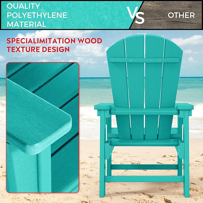 Costaelm Paradise Kids 5-Piece HDPE Outdoor Patio Round Dining Table and Chairs Set, Turquoise