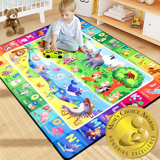 ABC Kids Rugs for Playroom 4x6FT Non-Slip Play Carpet Baby Play Mat for Floor Washable Alphabet Nursery Preschool Daycare Classroom Carpet