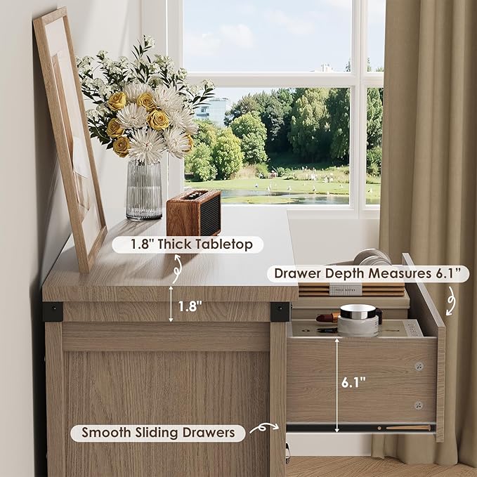 Farmhouse 5 Drawer Dresser for Bedroom, 47" Tall Chest of Drawers, Wood White Dresser with Deep Drawers, Storage Dressers Organizer for Bedroom, Living Room, Hallway, Light Rustic Oak