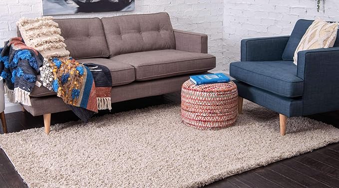 Unique Loom Solid Shag Collection Area Rug (9' x 12' Rectangle, Taupe)