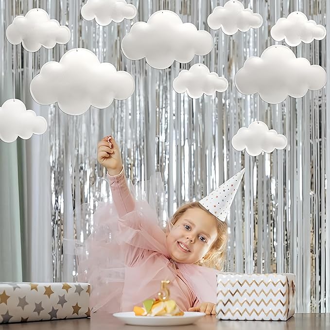 10Pcs 3D Cloud Decorations Hanging Clouds for Room Ceiling Decor Felt White Clouds for Baby Shower Wedding Party Backdrop Nursery Classroom Decor (10pcs White Clouds)