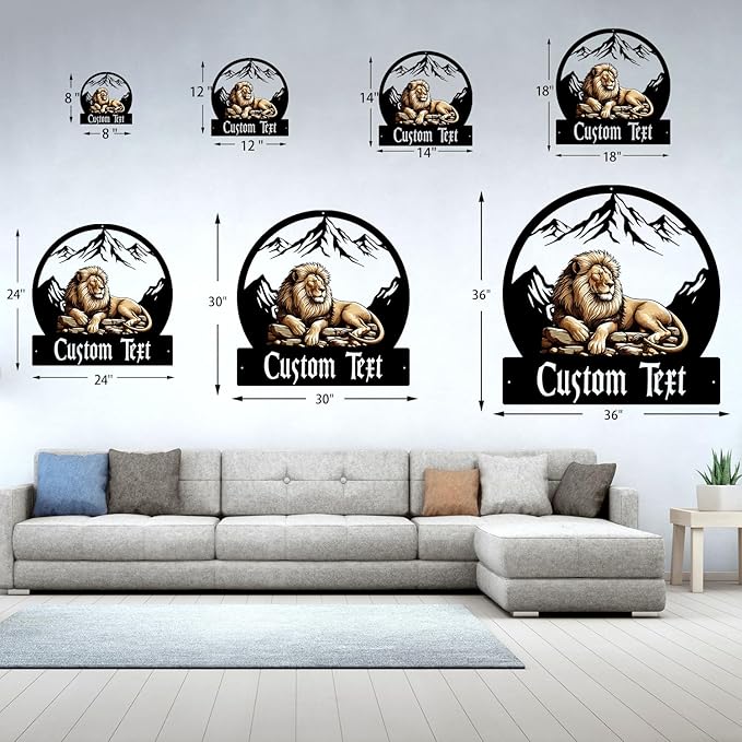 Custom Lion Wall Art, Personalized Name Signs for Home/Nursery/Office, Personalized Metal Signs for Outdoors, Colorful Wild Animal Decor Gift for Boys/Girls/Lion Lovers