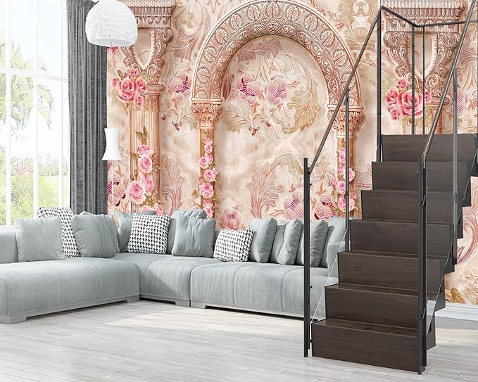 XMPMBM-3d Floral Fabric Wallpaper Pink Peony Bedroom Bathroom Wall Mural-W 176" X H 113"（138 Square Foot）