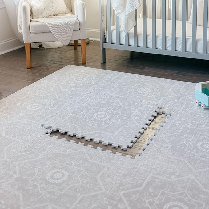 Baby Play Mat for Floor - Layla (4x6ft) - Premium EVA Foam Play Mat for Babies & Toddlers (Ages 0-5+) - Non-Toxic Playmat for Tummy Time, Crawling & Playroom - Stylish & Comfortable