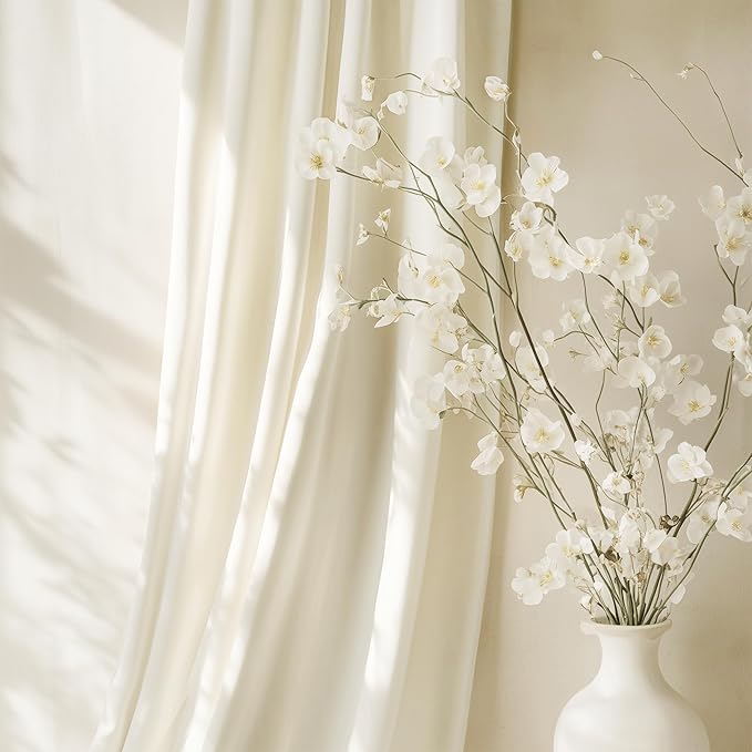 StangH Ivory White Velvet Curtains 108 inches Long, Pinch Pleated Light Reducing Bedroom Drapes with Hooks Extra Wide Elegant Backdrop for Nursery Wedding Party, W72 x L108, 1 Panel