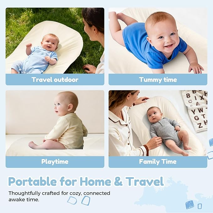 Baby Lounger & Snuggle Nest for Newborn 0-24 Months, Baby Nest Supervised Breathable Cotton for Newborn, Newborn Essentials Gifts, Breathable Portable Lounnger for Travel and Home(Cashmere Beige）
