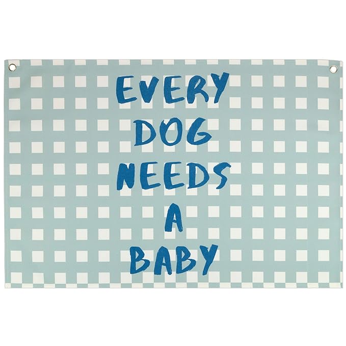 Boho Rectangular Banner Flag Wall Art Decor Gift for Baby Boy Kid,Nursery Boy Room Playroom Reading Room Front Decor-Every Dog Needs A Baby-Baby Present Shower,Birthday Christmas Gift