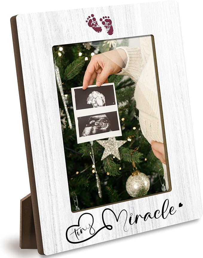 First Christmas Sonogram Picture Frame - Gender Reveal Decorations and Baby Shower Gifts for New Mom Grandparent Pregnancy Announcement Newborn Nursery Baby Picture Frame Decor - A25