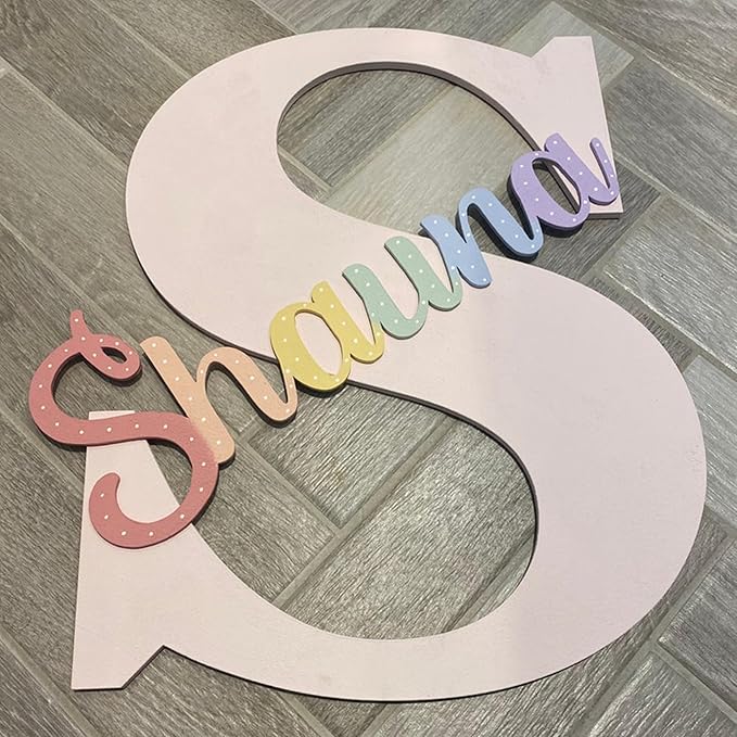 Custom Boho Wood Personalized Initial & Name Sign, 3D Wooden Layered Handmade Letter Wall Decor for Nursery or Child's Bedroom, Boho Flower Name Sign, Girl or Boy's Birthday Gift