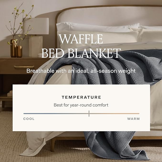 BOLL & BRANCH Waffle Bed Blanket - Twin/Twin XL, Natural - Luxury 100% Organic Cotton - Soft, Lightweight and Breathable - Textured Waffle Weave Design