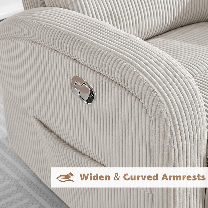 Swivel Rocker Recliner, Swivel Nursery Glider Recliner, Manual Rocking Recliner Chairs with Pockets and Large Arms for Living Room,Corduroy Camel