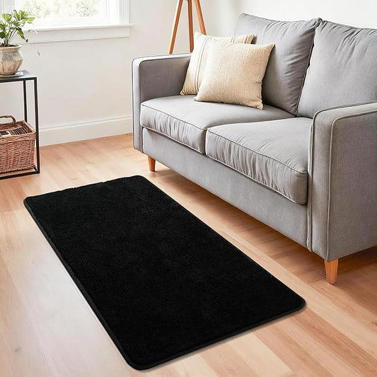 Chicrug 2x4 Minimalist Washable Runner Rugs for Bedroom Hallway, Modern Soft Memory Foam Rug for Kids Nursery, Throw Small Runner Carpet for Dorm Kitchen Bedside Entryway Decor, Black