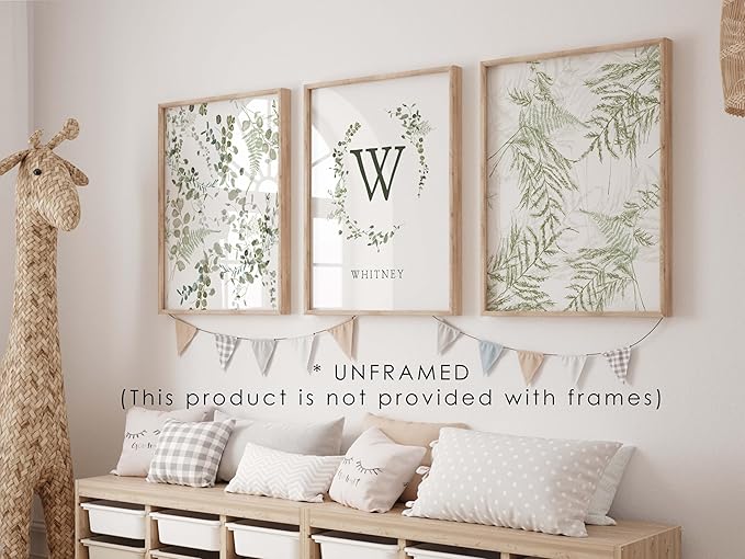 Personalized Name Flower Nursery Wall Art Prints, Crib & Nursery décor, Newborn Baby Girl Gift Present, Floral Baby Girl Room Pictures, Poster For Baby And Kids (3 Prints, Flower 4)