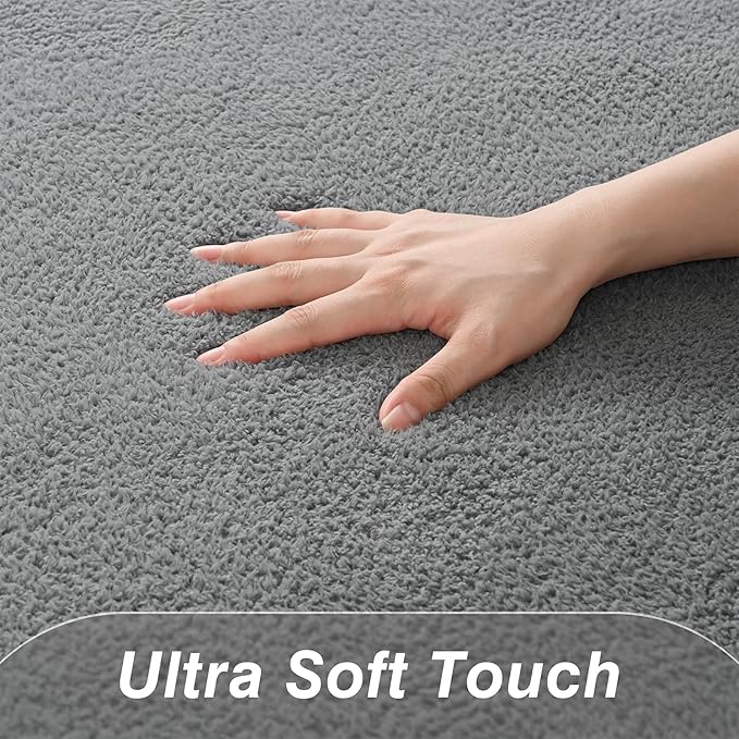 Soft Area Rugs for Living Room, 4 x 6 Ft Thickened Memory Foam Rug for Bedroom, Non-Slip Plain Area Rug Indoor Floor Carpet for Boys Girls Room Nursery Home Decor, Grey