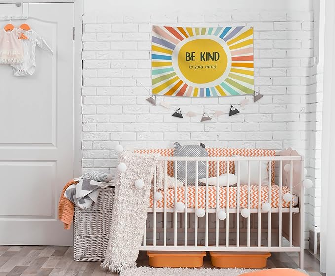 Mental Health Inspirational Rectangular Banner Flag Wall Decor Gift for Boy Girl Kid Teen,Classroom Therapy Office Homeschool Reading Room Decor-Birthday Christmas Gift-Be Kind to Your Mind