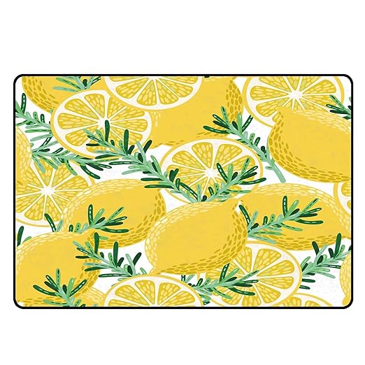 Lemon Rug Yellow Area Rugs for Bedroom Dorm Living Room Lemon Tree Throw Rug Floor Mat Pad Doormat Carpet, 6' x 9'(180 x 275cm)