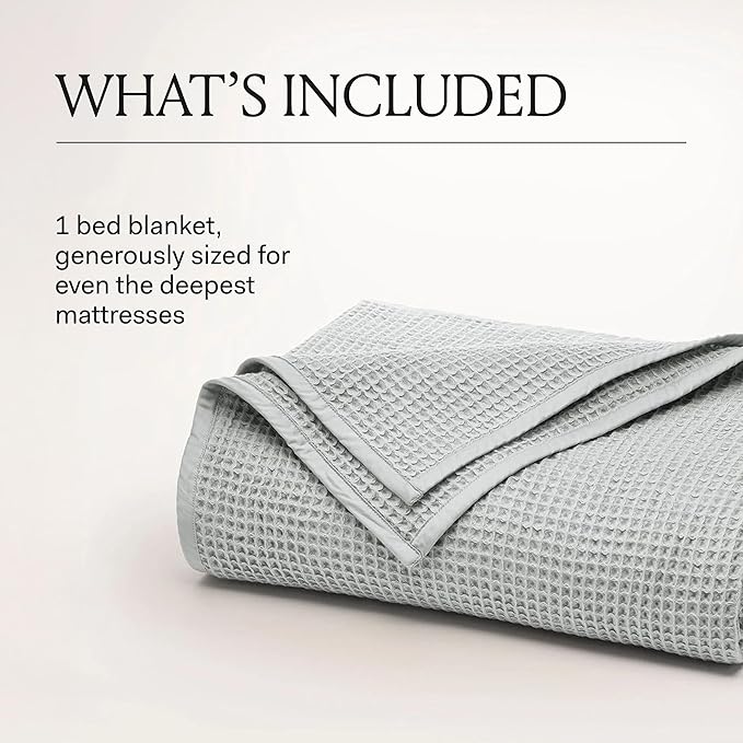 BOLL & BRANCH Waffle Bed Blanket - Twin/Twin XL, White - Luxury 100% Organic Cotton - Soft, Lightweight, Breathable - Textured Waffle Weave Design