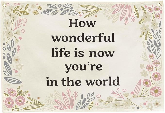 Nursery Wall Decor-Hanging Rectangular Banner Flag Poster Wall Decor Gifts for Baby Kids Boy Girl Newborn-Babyroom,Playroom,Door Decoration-Christmas Gift-How Wonderful Life is Now-28.5"L×20"W