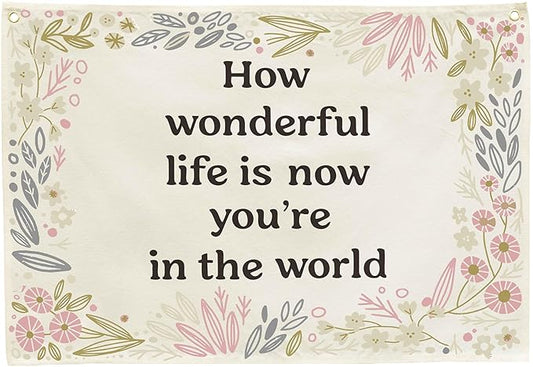 Nursery Wall Decor-Hanging Rectangular Banner Flag Poster Wall Decor Gifts for Baby Kids Boy Girl Newborn-Babyroom,Playroom,Door Decoration-Christmas Gift-How Wonderful Life is Now-28.5"L×20"W