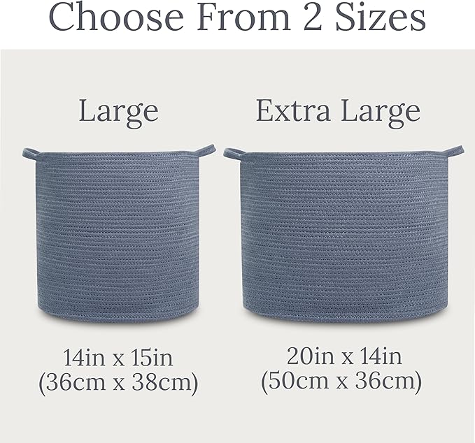 Natemia Extra Large Storage Basket (20" x 20" x 14") - Woven Baby & Toy Organizer, Blanket Basket