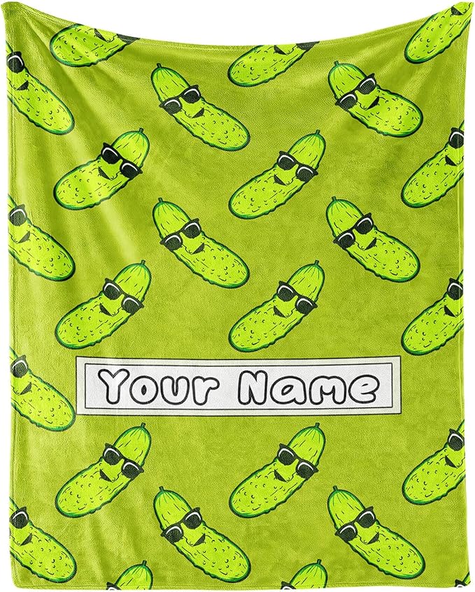 Custom Pickle Throw Blanket for Baby - 30x40 Inches Lap Size - Soft Fluffy Cozy Blankets Gift - Green Funny Blanket Throws for Couch, Work