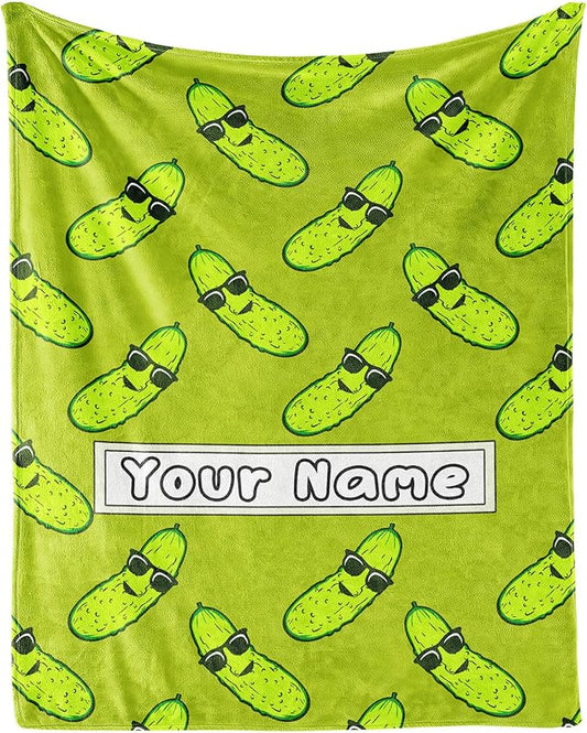 Custom Pickle Throw Blanket for Baby - 30x40 Inches Lap Size - Soft Fluffy Cozy Blankets Gift - Green Funny Blanket Throws for Couch, Work