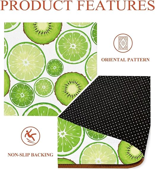 Green Kiwi Fruit Round Rug Circle Rugs for Bedroom Dorm Living Room Chinese Gooseberry Area Rug Floor Mat Pad Doormat Carpet, 6'X6'(180x180cm)