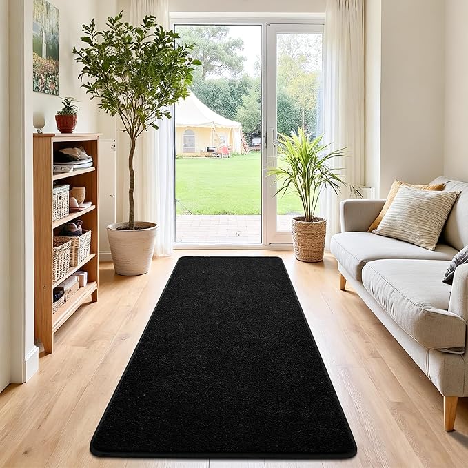 Chicrug 2x6 Minimalist Washable Runner Rugs for Bedroom Hallway, Modern Soft Memory Foam Rug for Kids Nursery, Low Plie Indoor Runner Entryway Carpet for Dorm Kitchen Bedside Living Room Decor, Black