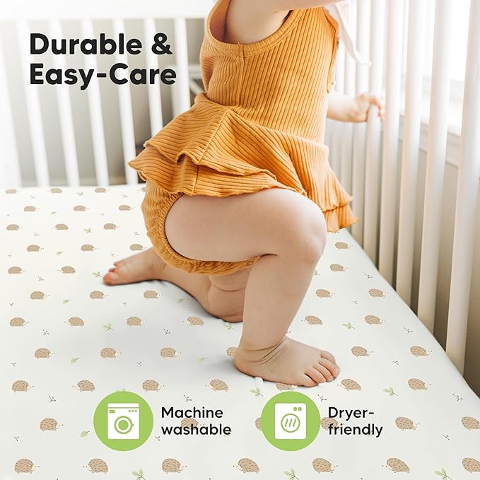 KeaBabies 2-Pack Baby Crib Sheets for Boys, Girls - 52x28 Viscose Derived from Bamboo Toddler Bed Sheets Neutral, Fitted Crib Mattress Cover for Standard Baby Bedding, Soft & Cozy(Nibbles/Bruce)