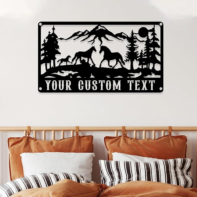Personalized Horse Metal Cabin Sign, Custom Family Name Sign, Custom Signs Outdoor Metal, Personalized Camping Signs, Cabin Decor, Porch Decor