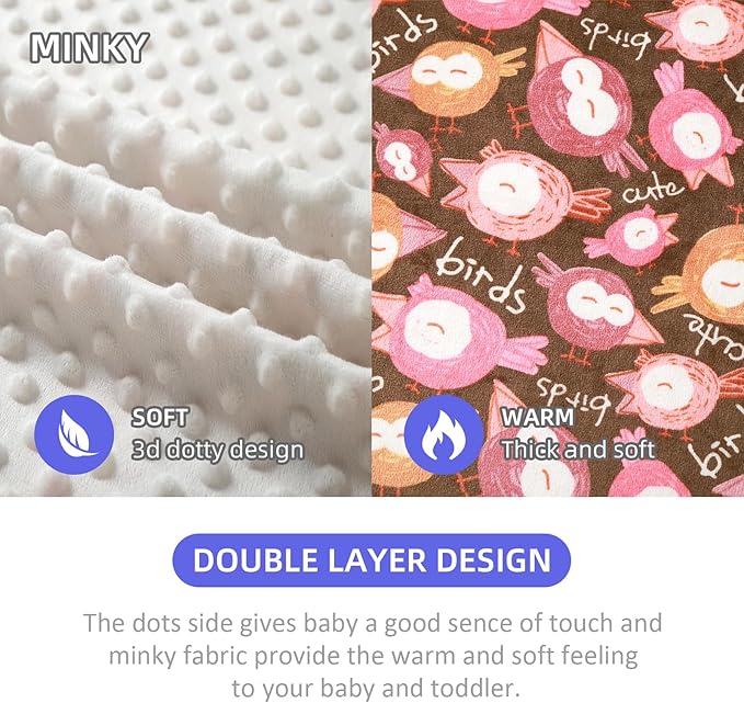 iEvolve Baby Nursery Bed Blankets Ultra Soft Double Layer Mini Blanket Minky Blanket Receiving Blankets Shower Gifts(Woodpecker,45 * 60in)