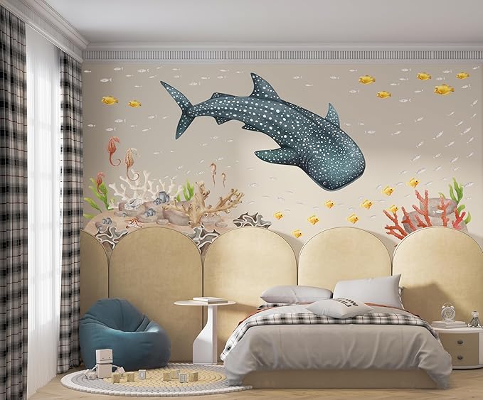 Ocean Wall Decals – Ocean Decals, Wall Stickers Peel & Stick Removable Wall Stickers for Nursery Baby Kids Bedroom Bathroom, Medium Set (60″ W × 36″ H) 120 Pcs