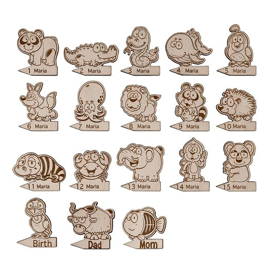 Personalized Wooden Markers Animals for Kids Ruler Growth Chart Safari.