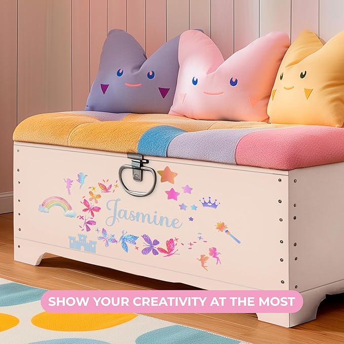 Personalized Name Butterfly Wall Decals for Girls Bedroom - Pink Room Decor with Rainbow Options - Multiple Sizes & Colors