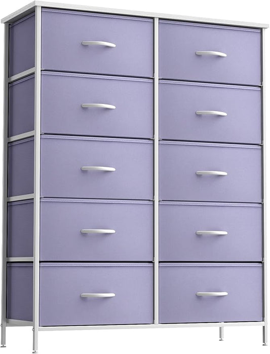 Sorbus Kids Dresser with 10 Drawers - Storage Unit Organizer Chest for Clothes - Bedroom, Kids Room, Nursery, & Closet (Purple, 34 x 12 x 47-10 Drawer)