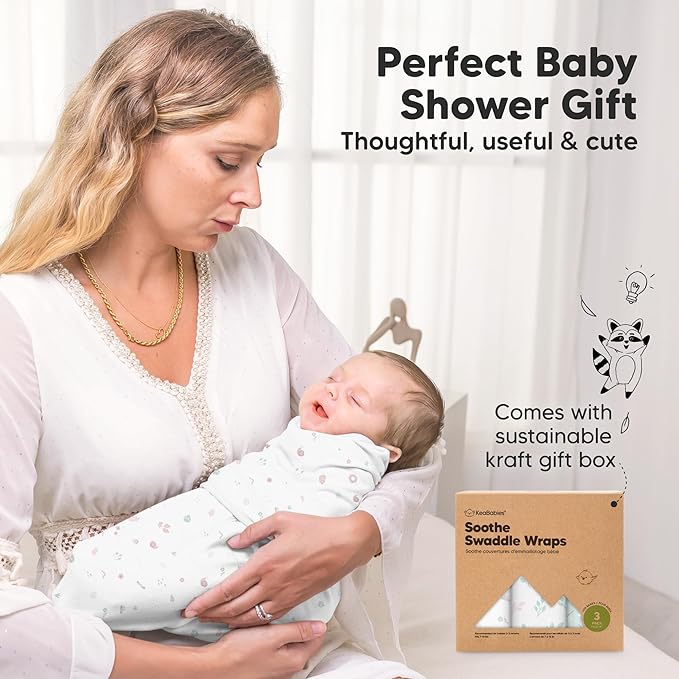 KeaBabies 3-Pack Organic Baby Swaddle Sleep Sacks - Swaddles for Newborns, Infant 0-3 Months, Baby Girls, Boys, Soft & Snug Newborn Sleep Sack, Nursery Swaddling Blankets (Garden)