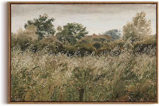 OIQArtOIQ Framed Vintage Landscape Wall Art Natural Scenery Oil Painting Canvas Prints Country Farmhouse Aesthetic Fall Decor Pictures for Kitchen Bedroom Living Room Bathroom