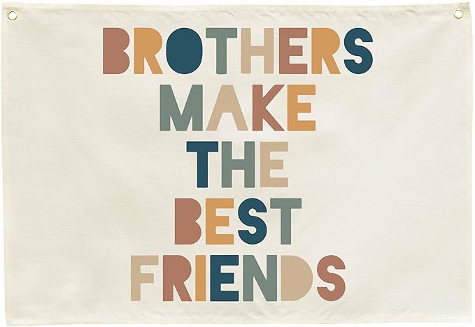 Nursery Canvas Banner Hanging Rectangular Flag Wall Sign Decor for Baby Kids Boy Girl,Bedroom Playroom Living Room Decor,Birthday Christmas Gift-in Brothers Make The Best Friends-28.5"L×20"W