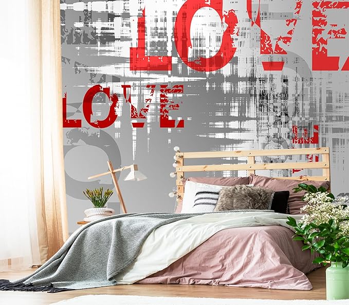 XMPMBM-Graffiti Art backsplash Large Decorative Wallpaper Colorful Alphabet Bedroom Bathroom Wall Mural- W 88" X H 59"（36 Square Foot）