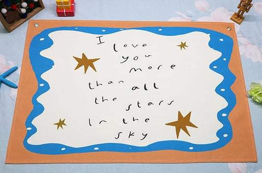 Boho Rectangular Banner Flag Wall Decorations Gift for Baby Boy Girl Kid,Nursery Bedroom Above Crib Homeschool Playroom Decor-Baby,Shower Birthday Christmas Gift-I Love You More Than All The Stars