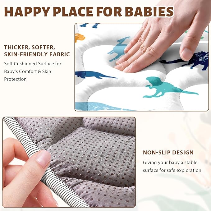 Baby Play Mat 50"x50" Extra Thick Foam Playmat - Water-Resistant Non-Slip Floor Mat & Cushioned Crawling Mat for Babies, Infants & Toddlers for Tummy Time(Dino)