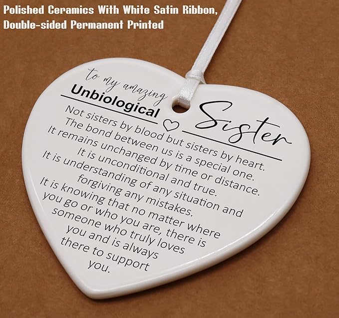 Heart Shaped Christmas Ornament-Friendship Gift for Women Sister in Law Best Friend Soul Sister Birthday Unbiological Sister BFF Bestie Appreciation Keepsake Decor