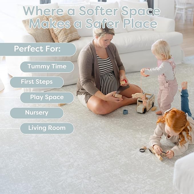 Baby Play Mat for Floor - Eden (6x8ft) - Premium EVA Foam Play Mat for Babies & Toddlers (Ages 0-5+) - Non-Toxic Playmat for Tummy Time, Crawling & Playroom - Stylish & Comfortable