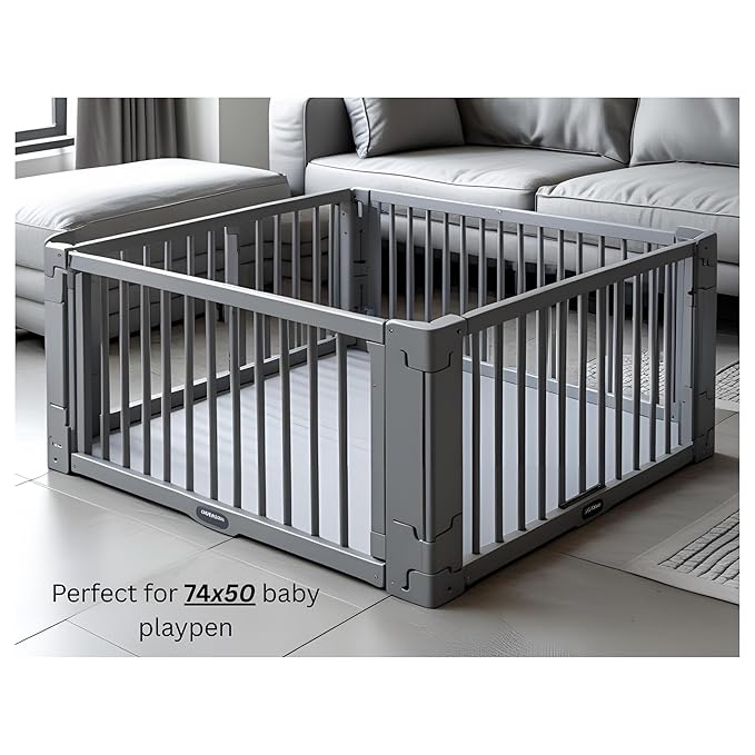 Padded Play Mat for Baby | 1.8" Thick Play Mat for Baby | 74x50 Playpen Mat | Reversible, & Easy-to-Clean | Lightweight & Soft for Tummy Time, Crawling, & Safe Play