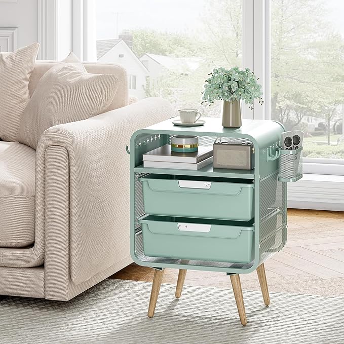 Kids Nightstand,Cute End Table with Storage Drawer,Nightstand for Girls Bedroom Furniture