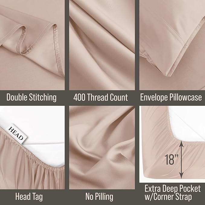 Bella Coterie Luxury Bamboo Viscose Twin XL Size Sheet Set | 100% Organically Grown | Ultra Soft | Cooling for Hot Sleepers | 18" Deep Pocket [Dusty Rose]
