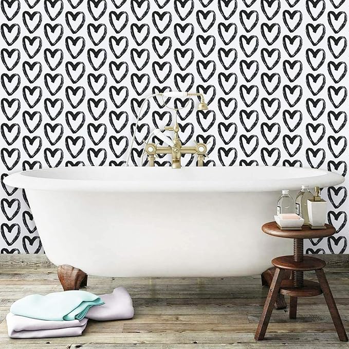 Timeet Black White Wallpaper - Peel & Stick 17.7"x118" Modern Wall Decoration